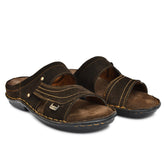 Country Maddox brown suede leather slippers for men – comfortable and stylish footwear